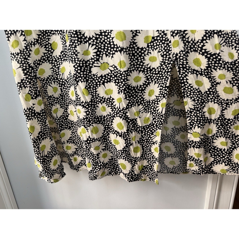 90s Daisy Floral Midi Dress 12 Black White Cottagecore Feminine Flutter Sleeve - Picture 3 of 16